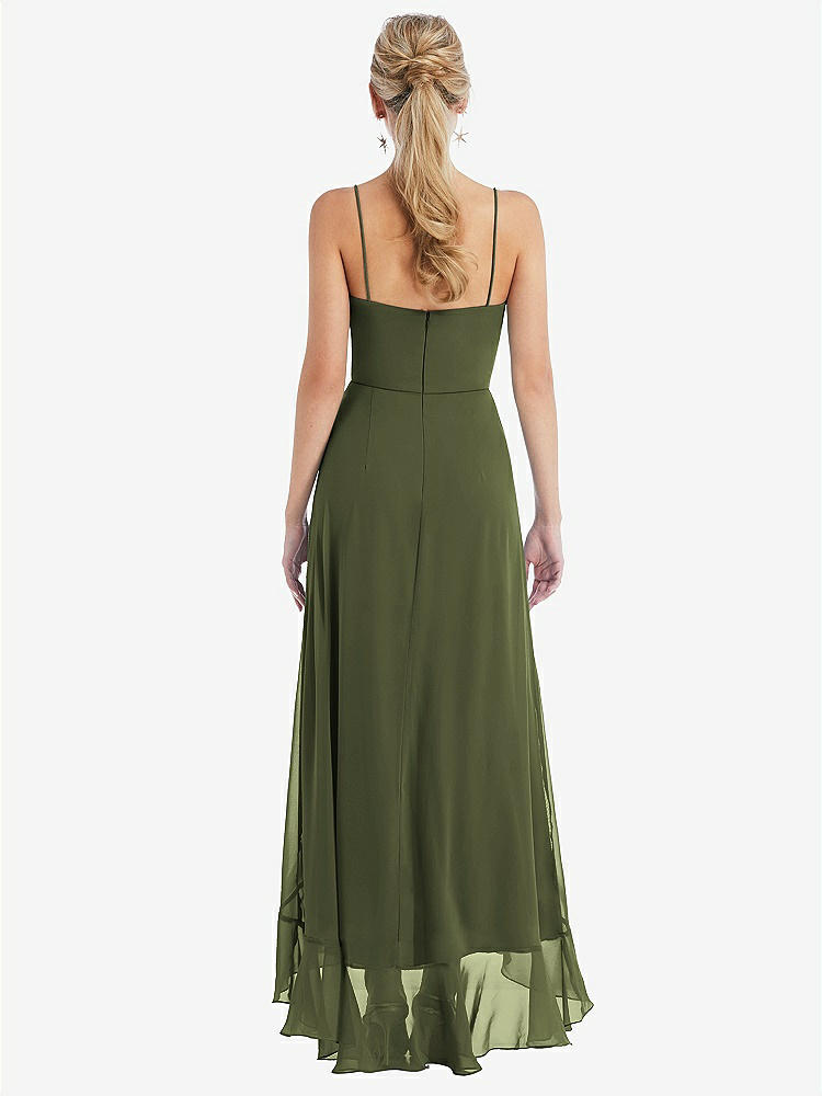 【STYLE: TH041】Scoop Neck Ruffle-Trimmed High Low Maxi Dress【COLOR: Olive Green】