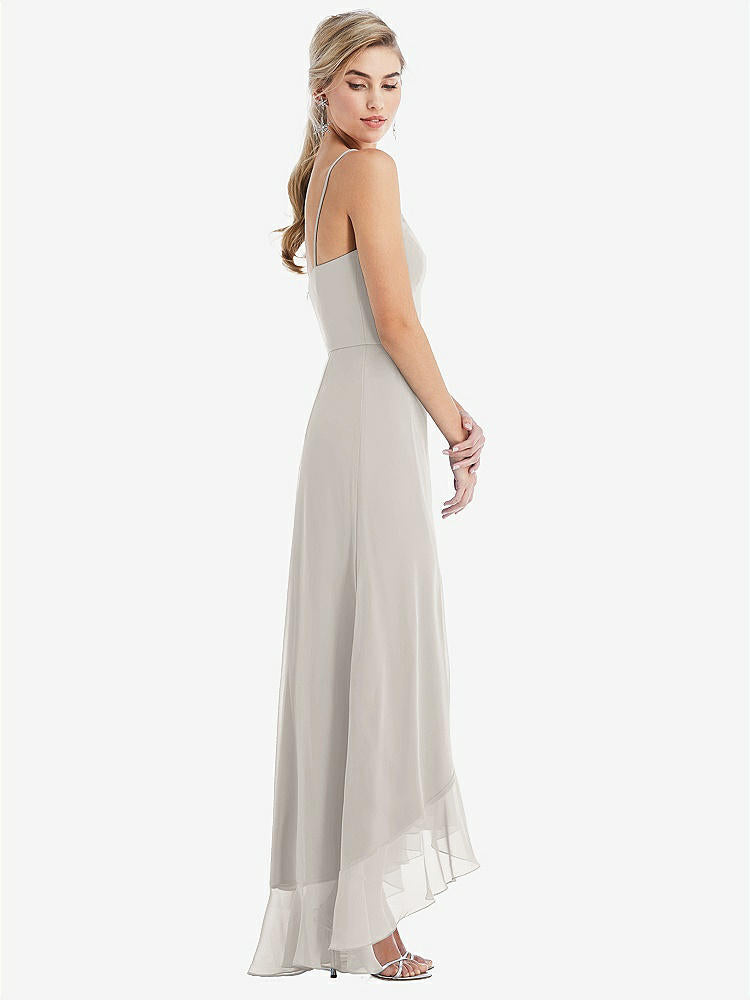 【STYLE: TH041】Scoop Neck Ruffle-Trimmed High Low Maxi Dress【COLOR: Oyster】
