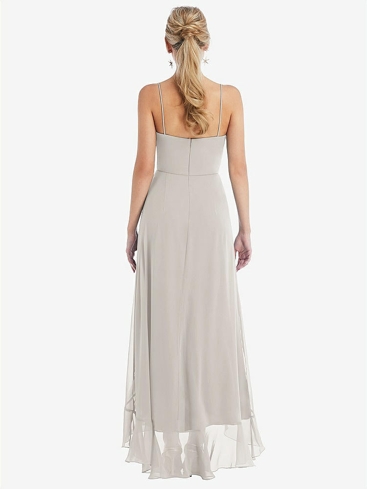 【STYLE: TH041】Scoop Neck Ruffle-Trimmed High Low Maxi Dress【COLOR: Oyster】