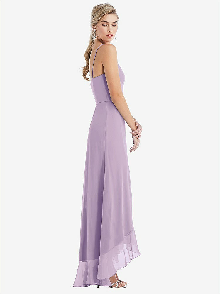 【NEW】【STYLE: TH041】スクープ 首 フリルトリム 高 低 マキシ ドレス【COLOR: Pale Purple】【SIZE: 00-30W】