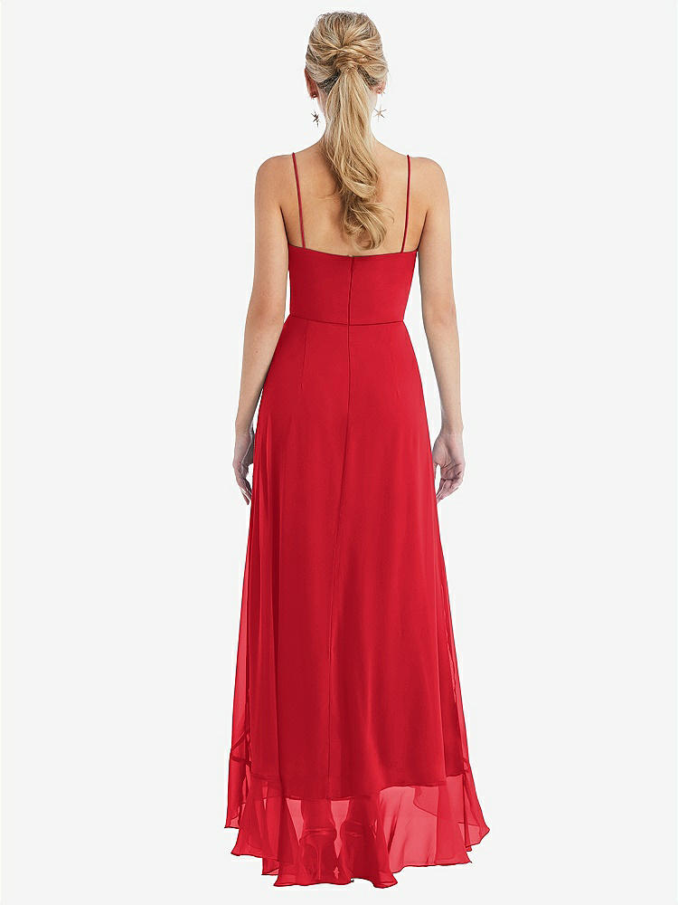 【STYLE: TH041】Scoop Neck Ruffle-Trimmed High Low Maxi Dress【COLOR: Parisian Red】