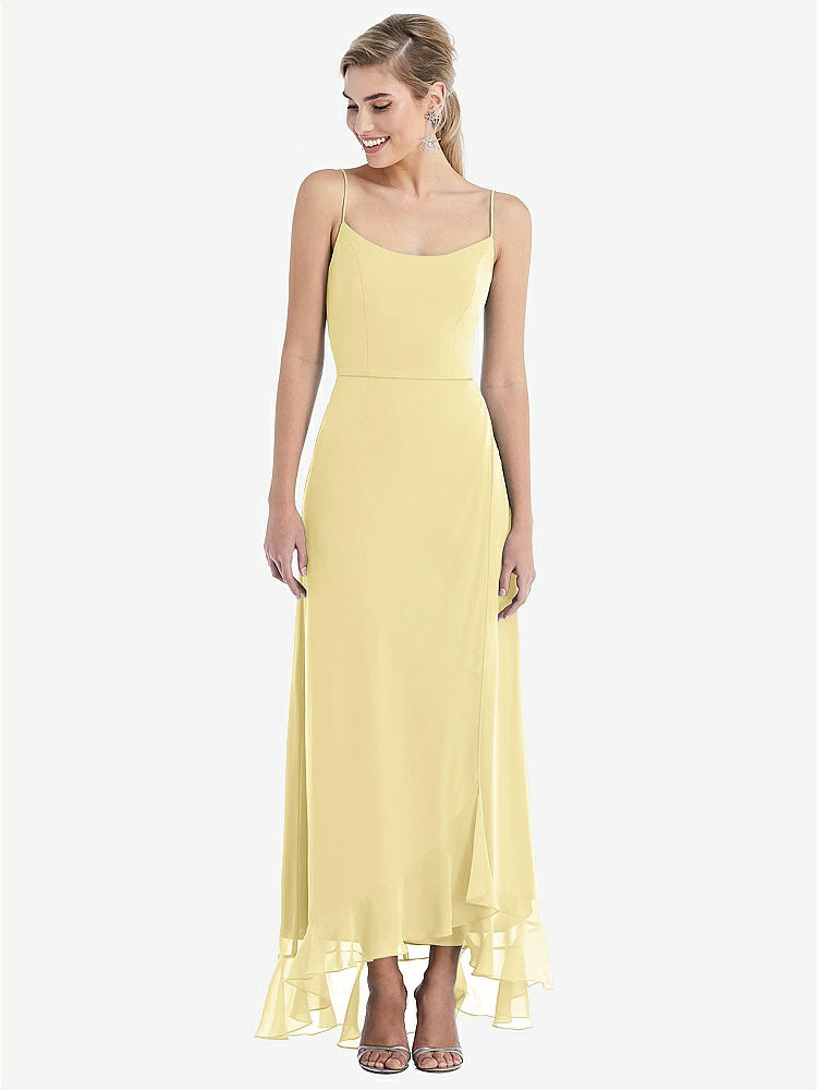 【STYLE: TH041】Scoop Neck Ruffle-Trimmed High Low Maxi Dress【COLOR: Pale Yellow】
