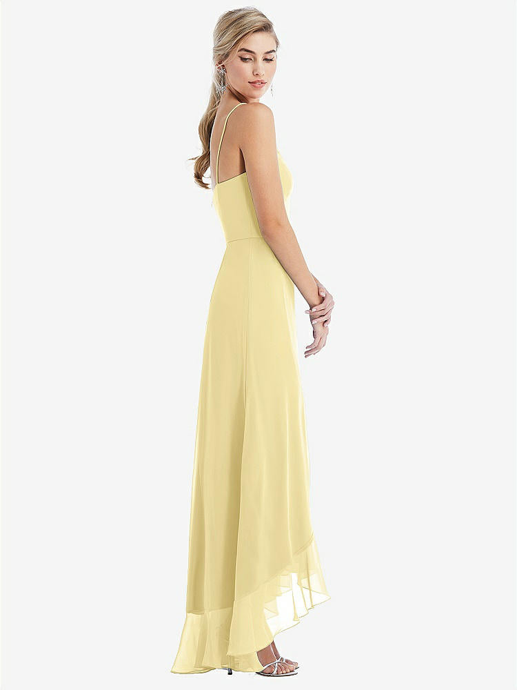 【STYLE: TH041】Scoop Neck Ruffle-Trimmed High Low Maxi Dress【COLOR: Pale Yellow】