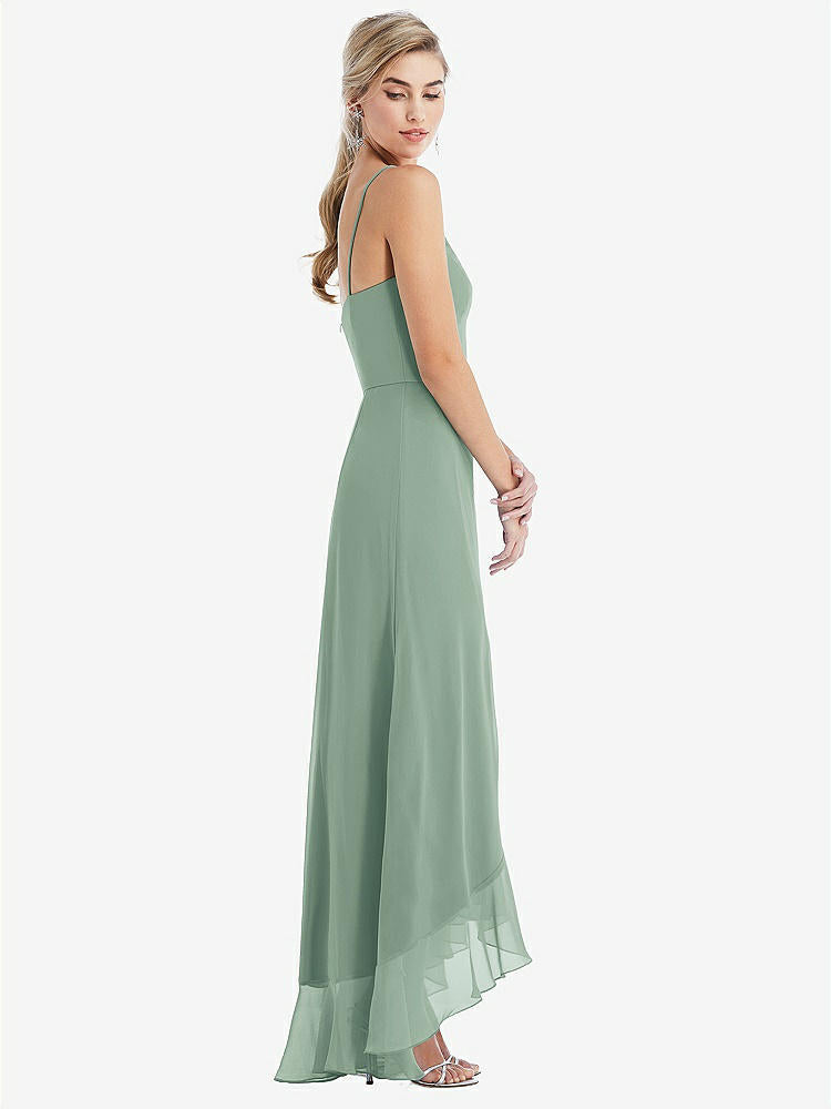 【STYLE: TH041】Scoop Neck Ruffle-Trimmed High Low Maxi Dress【COLOR: Seagrass】