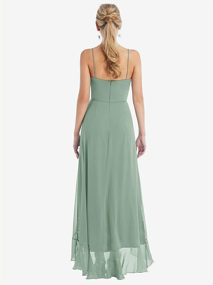 【STYLE: TH041】Scoop Neck Ruffle-Trimmed High Low Maxi Dress【COLOR: Seagrass】