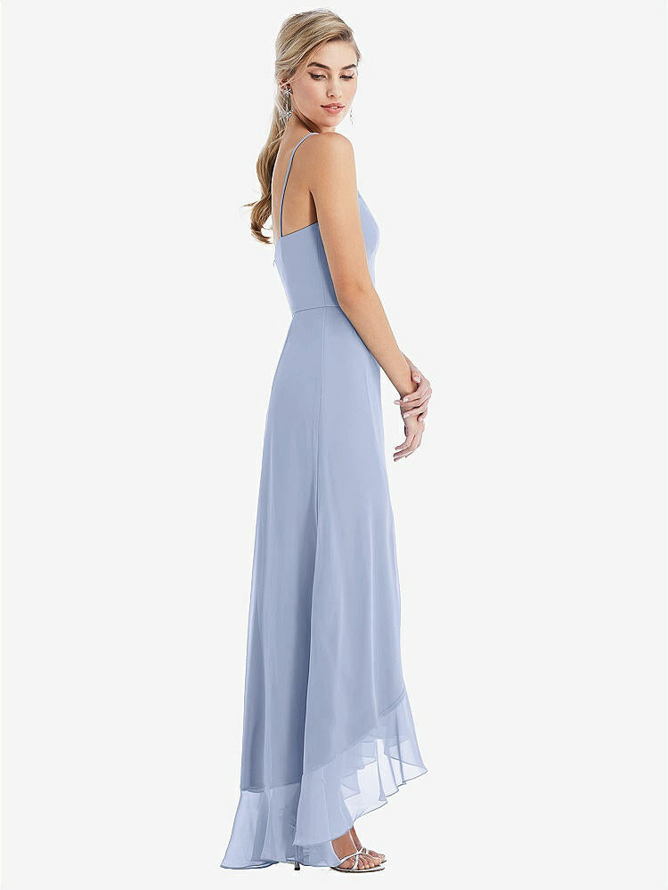 【STYLE: TH041】Scoop Neck Ruffle-Trimmed High Low Maxi Dress【COLOR: Sky Blue】