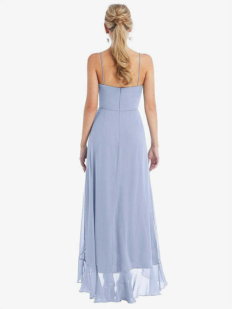【STYLE: TH041】Scoop Neck Ruffle-Trimmed High Low Maxi Dress【COLOR: Sky Blue】