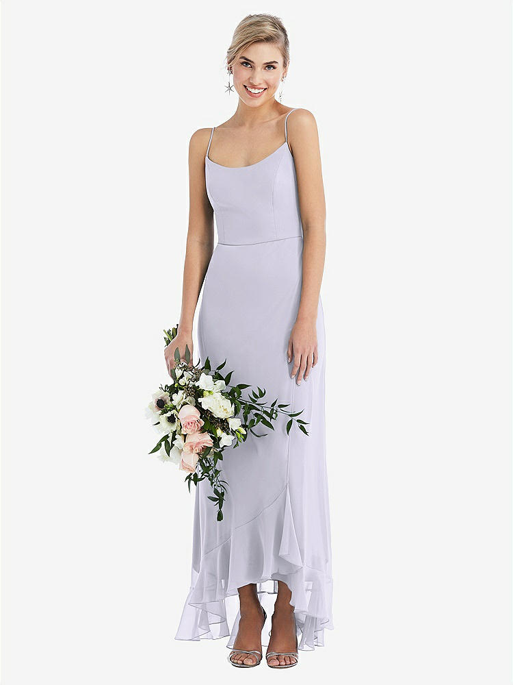 【STYLE: TH041】Scoop Neck Ruffle-Trimmed High Low Maxi Dress【COLOR: Silver Dove】