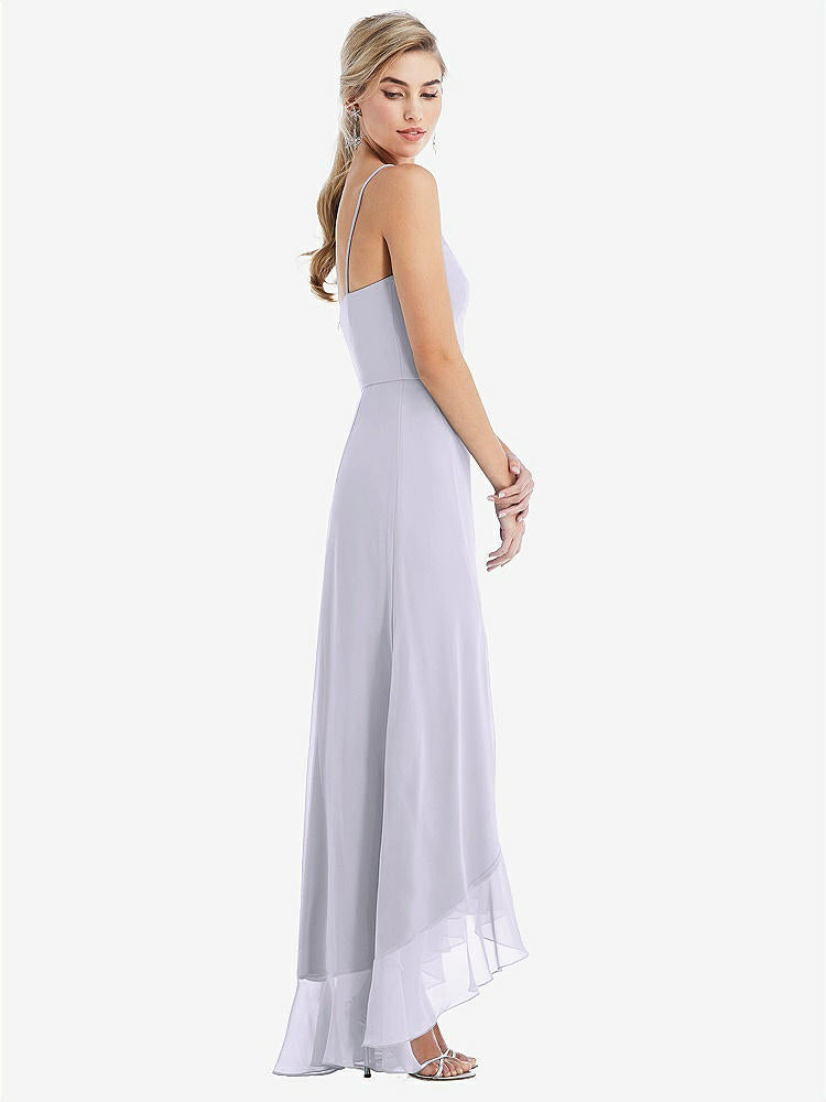 【STYLE: TH041】Scoop Neck Ruffle-Trimmed High Low Maxi Dress【COLOR: Silver Dove】