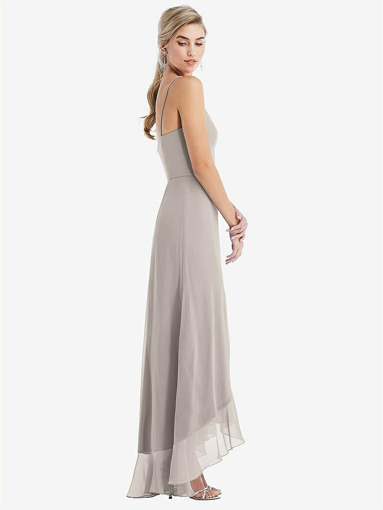 【STYLE: TH041】Scoop Neck Ruffle-Trimmed High Low Maxi Dress【COLOR: Taupe】