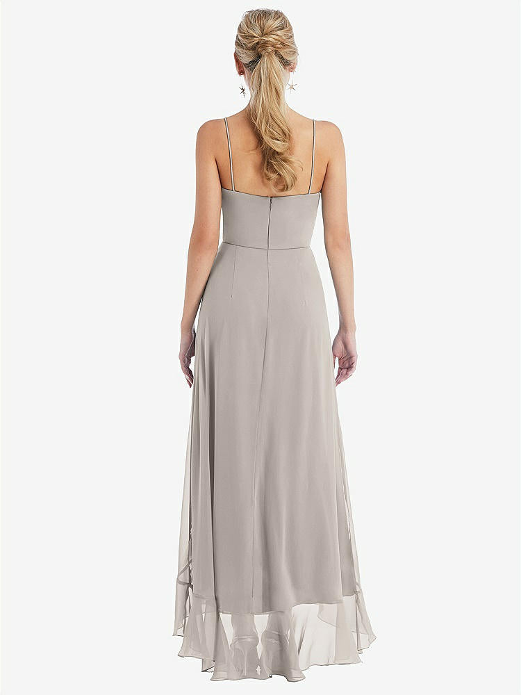【STYLE: TH041】Scoop Neck Ruffle-Trimmed High Low Maxi Dress【COLOR: Taupe】
