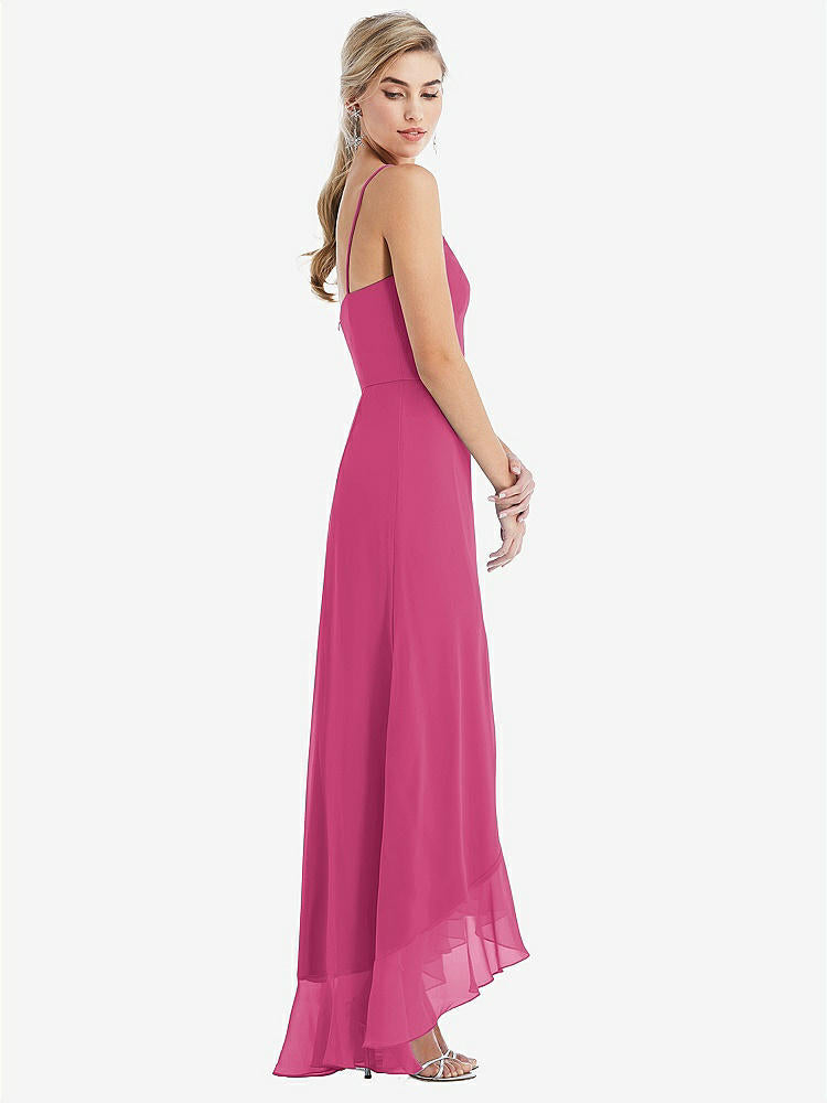 【STYLE: TH041】Scoop Neck Ruffle-Trimmed High Low Maxi Dress【COLOR: Tea Rose】