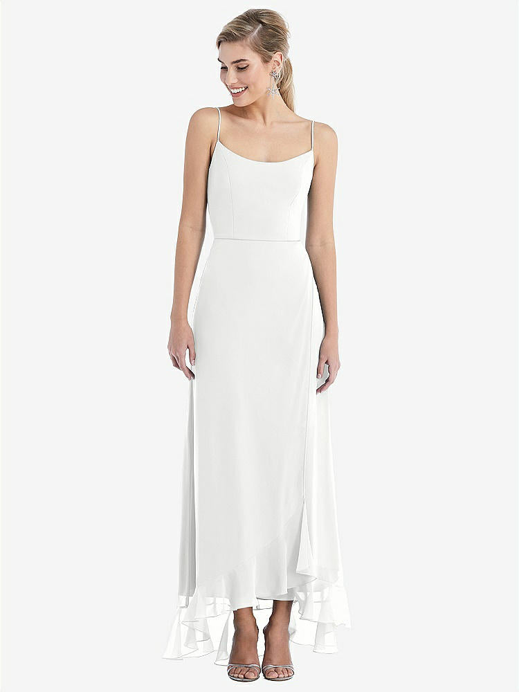 【STYLE: TH041】Scoop Neck Ruffle-Trimmed High Low Maxi Dress【COLOR: White】