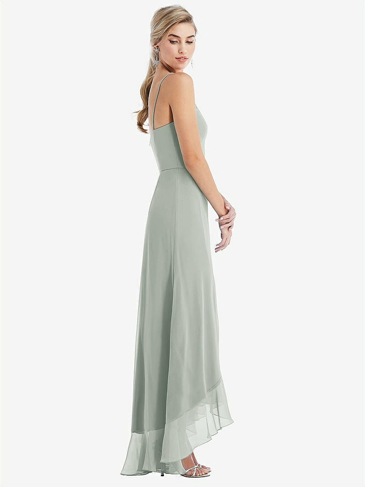 【STYLE: TH041】Scoop Neck Ruffle-Trimmed High Low Maxi Dress【COLOR: Willow Green】