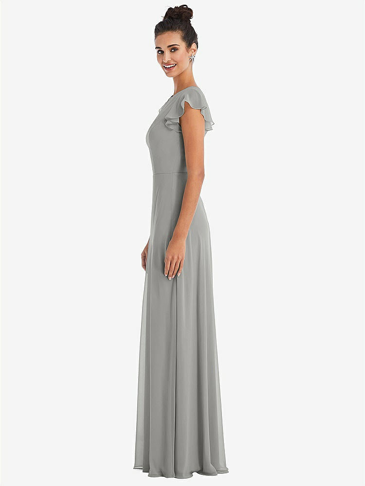 【NEW】【STYLE: TH042】フラッター スリーブ Vコール シフォン マキシ ドレス【COLOR: Chelsea Gray】【SIZE: 00-30W】