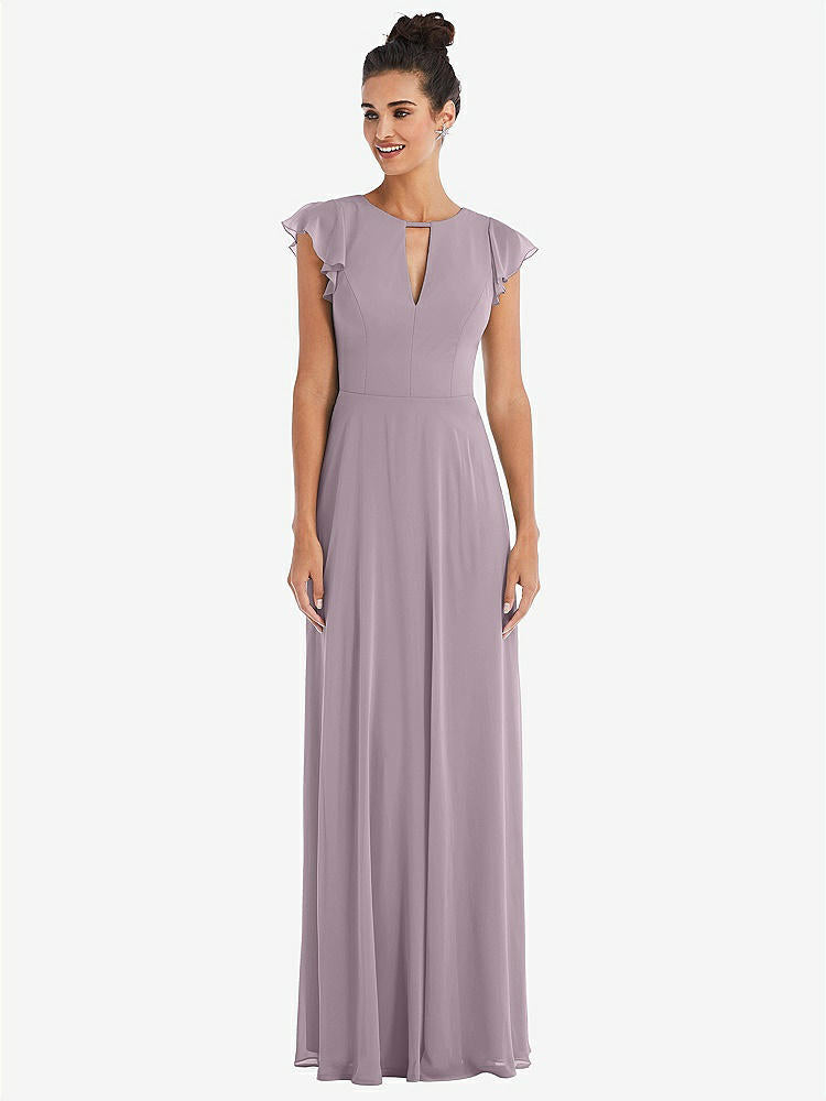 【NEW】【STYLE: TH042】フラッター スリーブ Vコール シフォン マキシ ドレス【COLOR: Lilac Dusk】【SIZE: 00-30W】