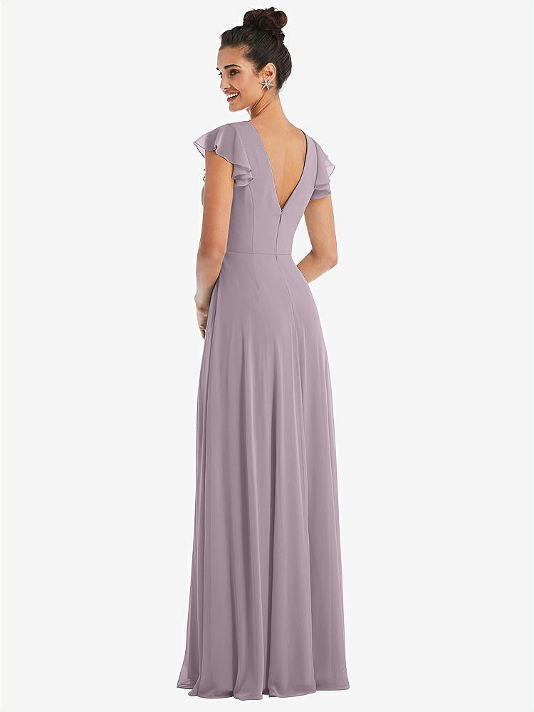 【NEW】【STYLE: TH042】フラッター スリーブ Vコール シフォン マキシ ドレス【COLOR: Lilac Dusk】【SIZE: 00-30W】