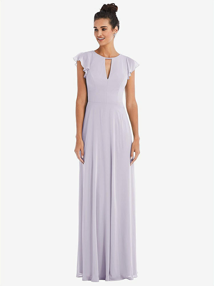 【STYLE: TH042】Flutter Sleeve V-Keyhole Chiffon Maxi Dress【COLOR: Moondance】