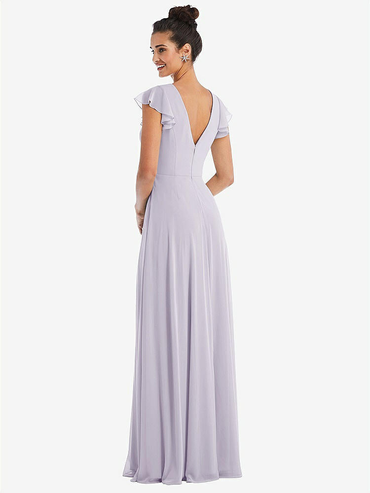 【STYLE: TH042】Flutter Sleeve V-Keyhole Chiffon Maxi Dress【COLOR: Moondance】