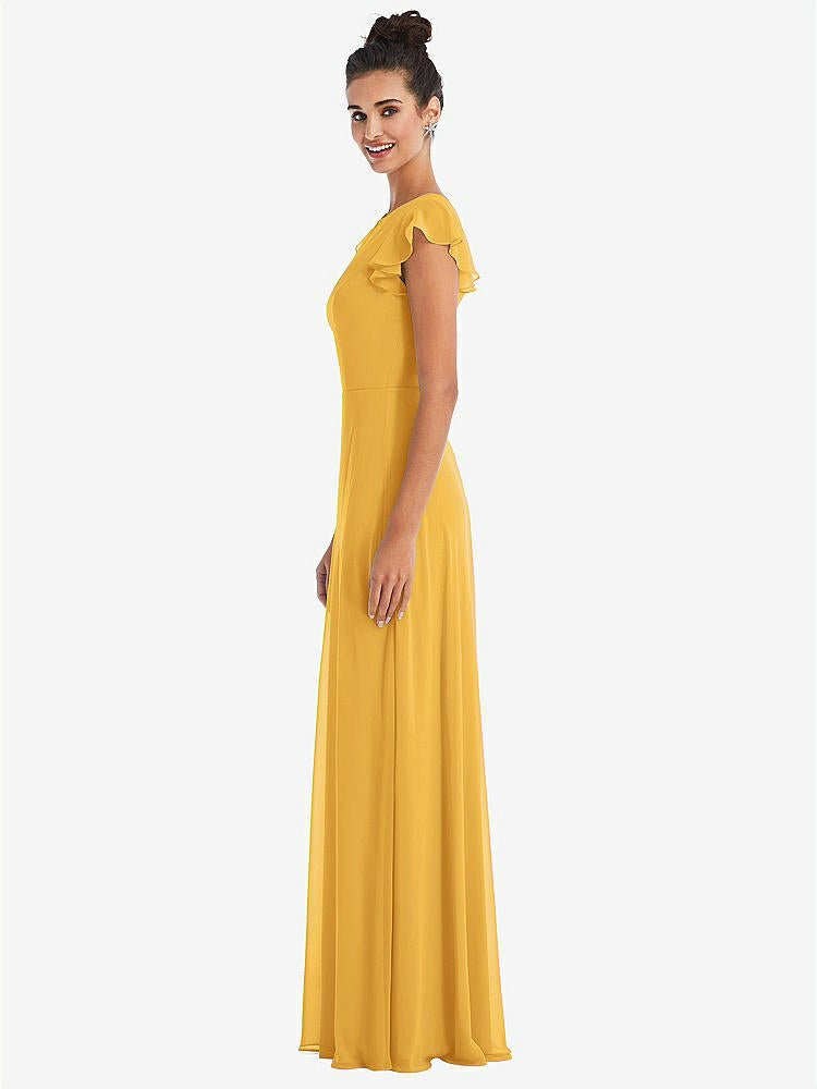 【NEW】【STYLE: TH042】フラッター スリーブ Vコール シフォン マキシ ドレス【COLOR: NYC Yellow】【SIZE: 00-30W】