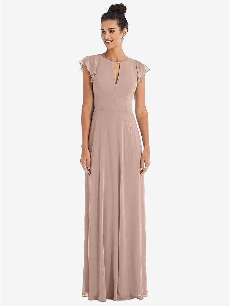 【STYLE: TH042】Flutter Sleeve V-Keyhole Chiffon Maxi Dress【COLOR: Bliss】