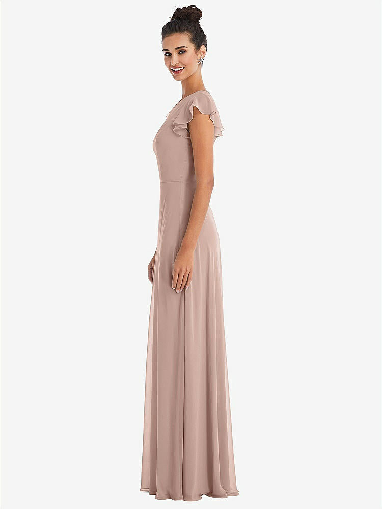 【STYLE: TH042】Flutter Sleeve V-Keyhole Chiffon Maxi Dress【COLOR: Bliss】