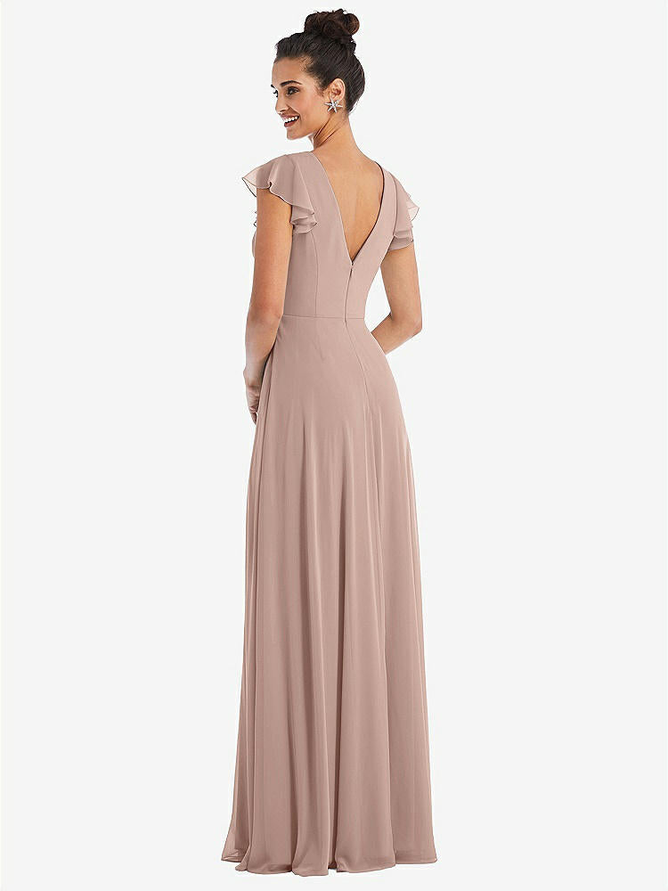 【STYLE: TH042】Flutter Sleeve V-Keyhole Chiffon Maxi Dress【COLOR: Bliss】