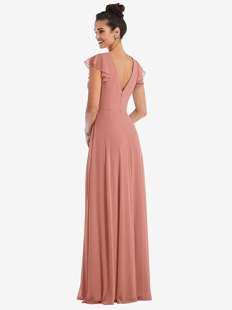 【NEW】【STYLE: TH042】フラッター スリーブ Vコール シフォン マキシ ドレス【COLOR: Desert Rose】【SIZE: 00-30W】