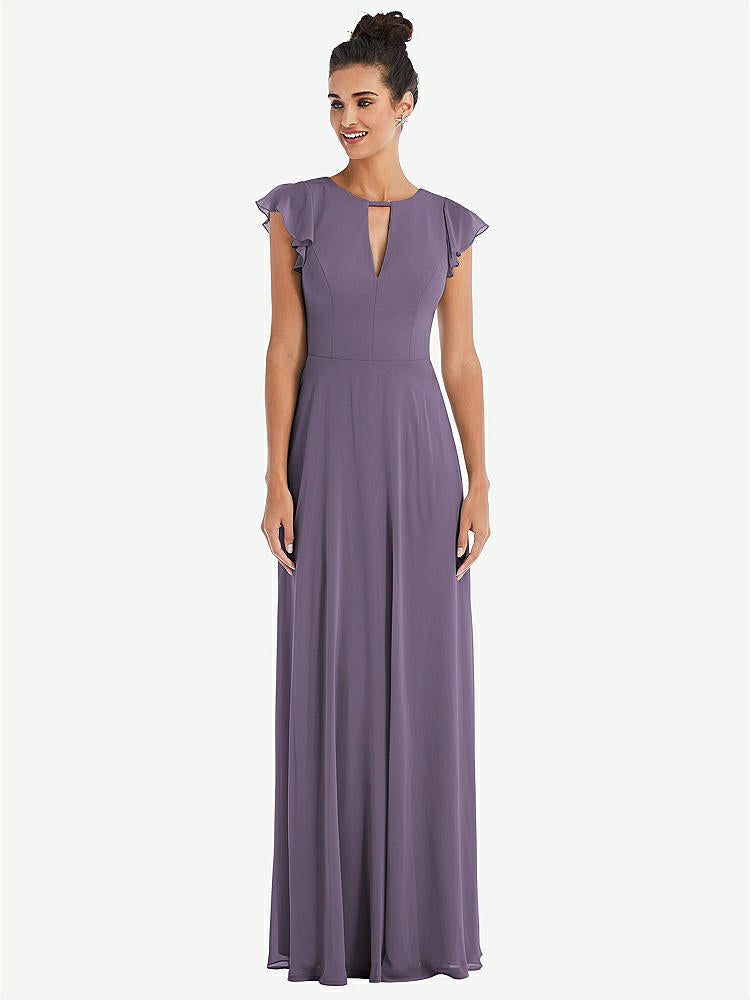 【NEW】【STYLE: TH042】フラッター スリーブ Vコール シフォン マキシ ドレス【COLOR: Lavender】【SIZE: 00-30W】