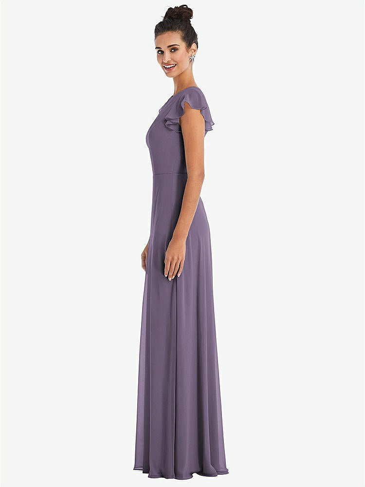【NEW】【STYLE: TH042】フラッター スリーブ Vコール シフォン マキシ ドレス【COLOR: Lavender】【SIZE: 00-30W】