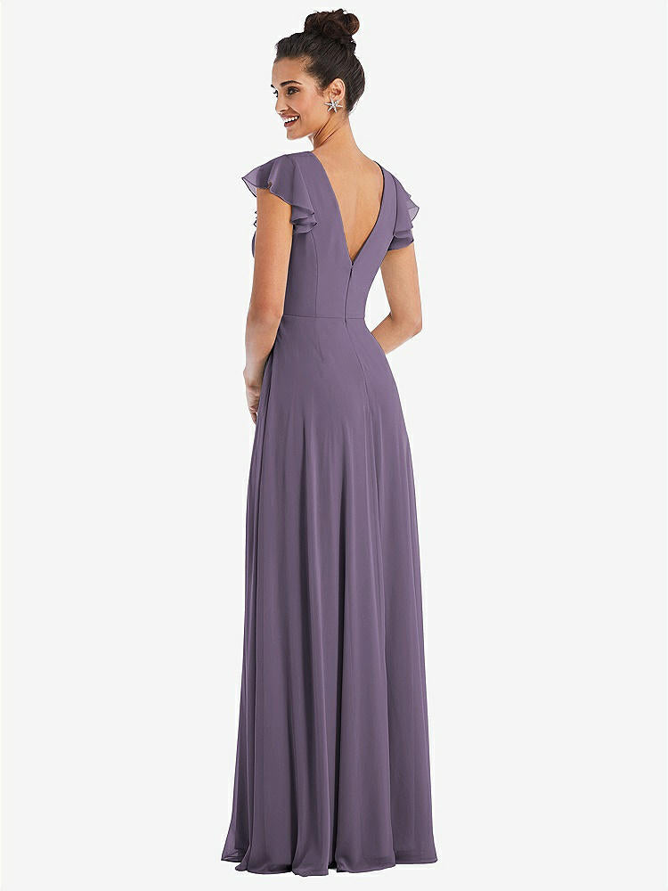 【NEW】【STYLE: TH042】フラッター スリーブ Vコール シフォン マキシ ドレス【COLOR: Lavender】【SIZE: 00-30W】