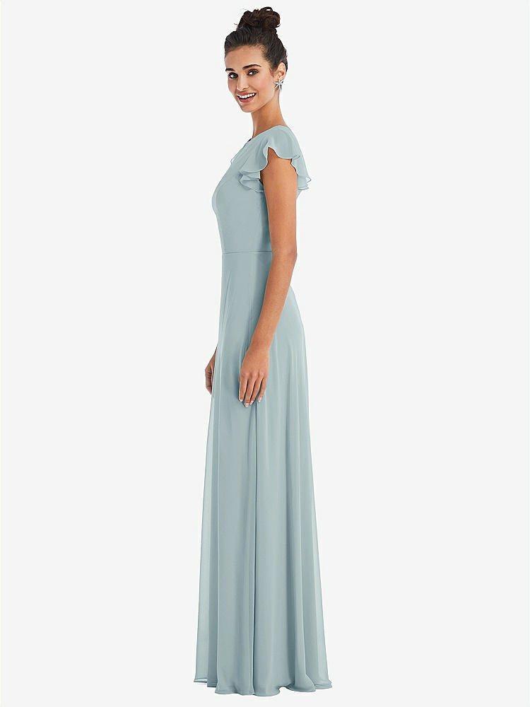 【NEW】【STYLE: TH042】フラッター スリーブ Vコール シフォン マキシ ドレス【COLOR: Morning Sky】【SIZE: 00-30W】