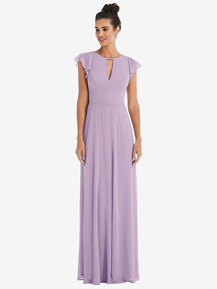 【NEW】【STYLE: TH042】フラッター スリーブ Vコール シフォン マキシ ドレス【COLOR: Pale Purple】【SIZE: 00-30W】