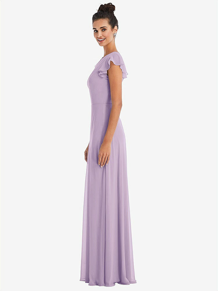 【NEW】【STYLE: TH042】フラッター スリーブ Vコール シフォン マキシ ドレス【COLOR: Pale Purple】【SIZE: 00-30W】