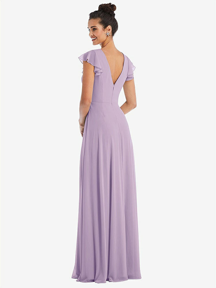 【NEW】【STYLE: TH042】フラッター スリーブ Vコール シフォン マキシ ドレス【COLOR: Pale Purple】【SIZE: 00-30W】