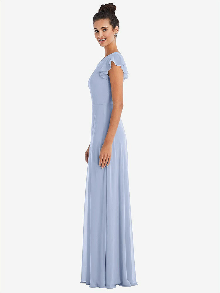 【NEW】【STYLE: TH042】フラッター スリーブ Vコール シフォン マキシ ドレス【COLOR: Sky Blue】【SIZE: 00-30W】