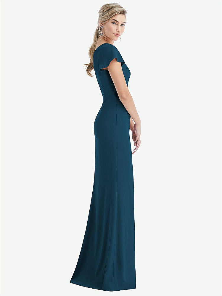 【NEW】【STYLE: TH043】One-Solder キャップ 袖 トランペット ガウン 前面 スリット【COLOR: Atlantic Blue】【SIZE: 00-30W】