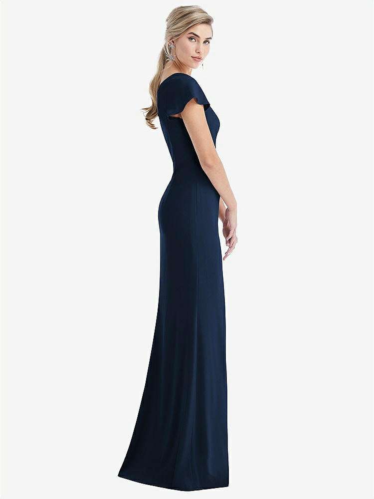 【NEW】【STYLE: TH043】One-Solder キャップ 袖 トランペット ガウン 前面 スリット【COLOR: Midnight Navy】【SIZE: 00-30W】