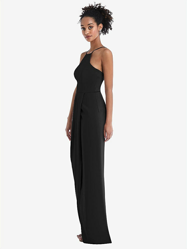 【STYLE: TH044】Halter Draped Tulip Skirt Maxi Dress【COLOR: Black】