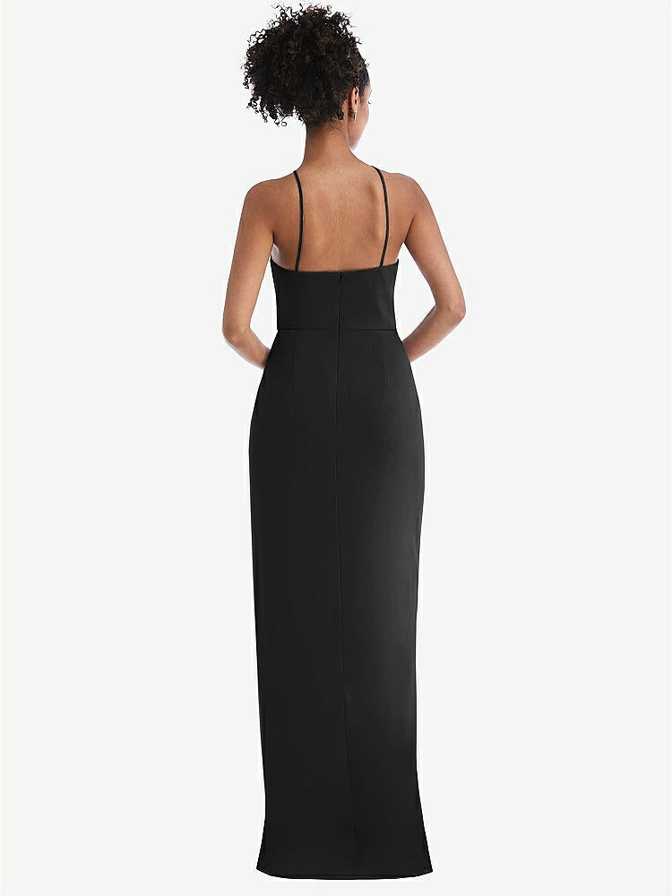 【STYLE: TH044】Halter Draped Tulip Skirt Maxi Dress【COLOR: Black】