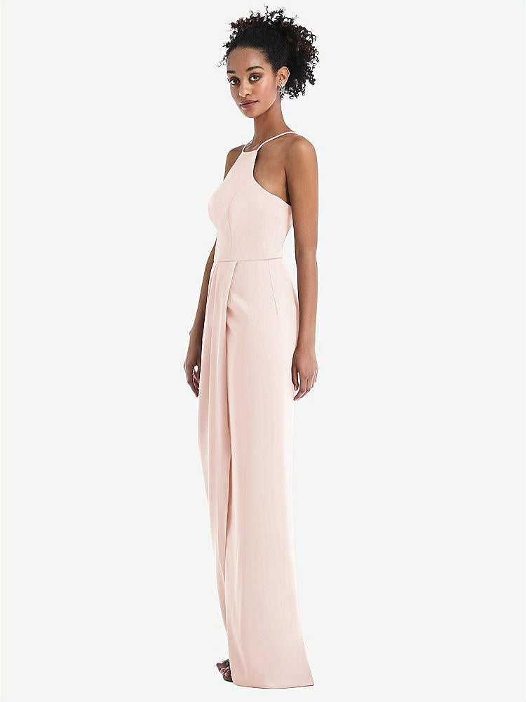 【NEW】【STYLE: TH044】ホルター ドレープ チューリップ スカート マキシ ドレス【COLOR: Blush】【SIZE: 00-30W】