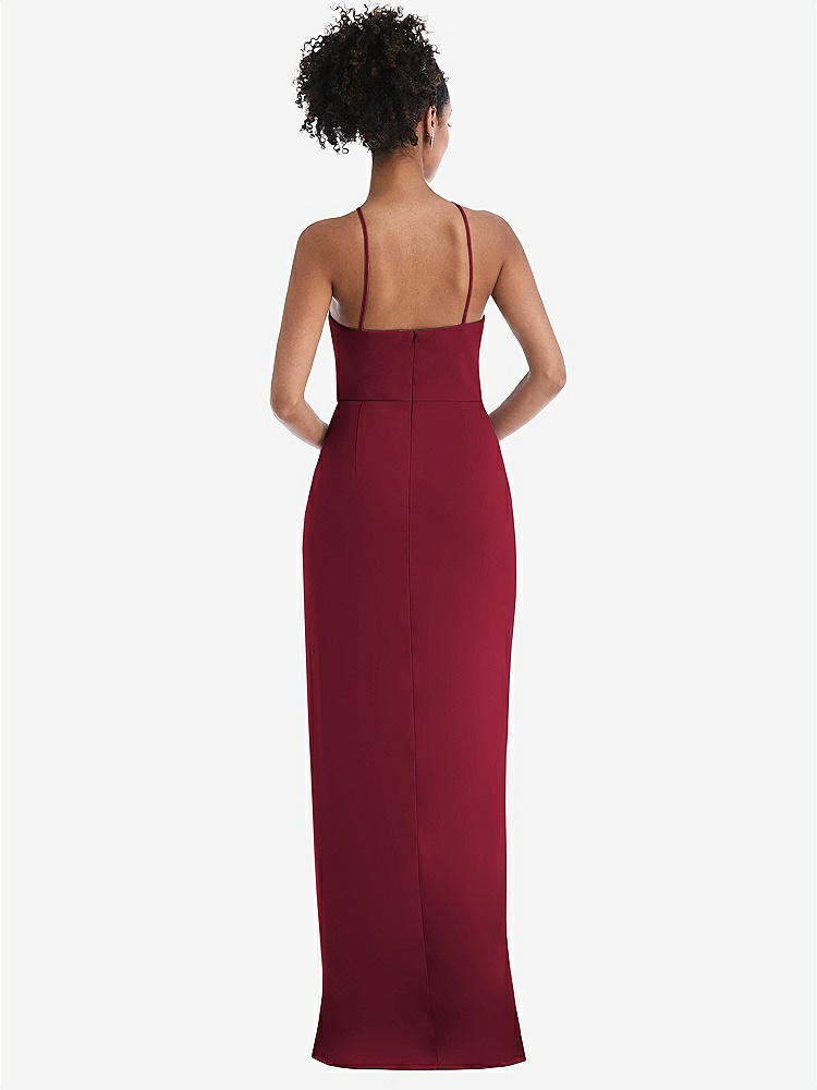 【NEW】【STYLE: TH044】ホルター ドレープ チューリップ スカート マキシ ドレス【COLOR: Burgundy】【SIZE: 00-30W】