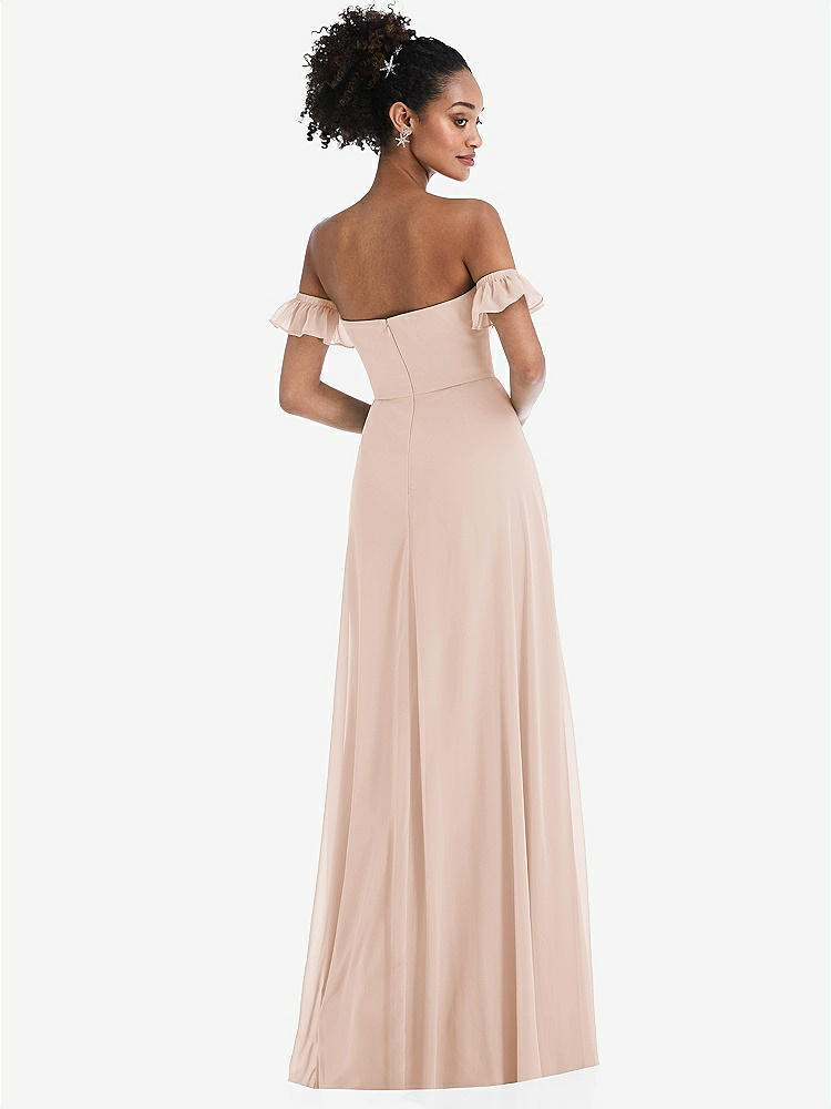 【NEW】【STYLE: TH046】オフショルダー フリル カフ 袖 シフォン マキシ ドレス【COLOR: Cameo】【SIZE: 00-30W】