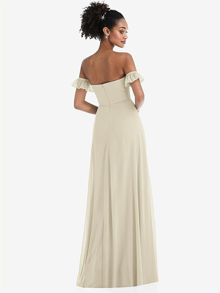 【NEW】【STYLE: TH046】オフショルダー フリル カフ 袖 シフォン マキシ ドレス【COLOR: Champagne】【SIZE: 00-30W】