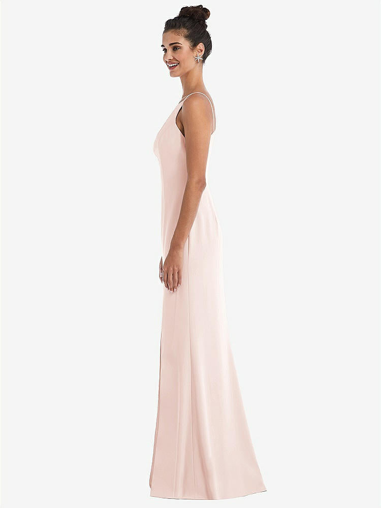 【NEW】【STYLE: TH047】オープンバック ハイネック ホルター トランペット ガウン【COLOR: Blush】【SIZE: 00-30W】