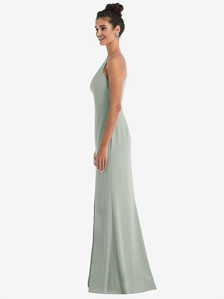 【STYLE: TH047】Open-Back High-Neck Halter Trumpet Gown【COLOR: Willow Green】