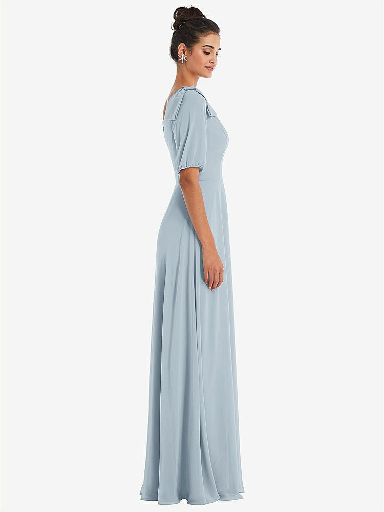 【STYLE: TH048】Bow One-Shoulder Flounce Sleeve Maxi Dress【COLOR: Mist】