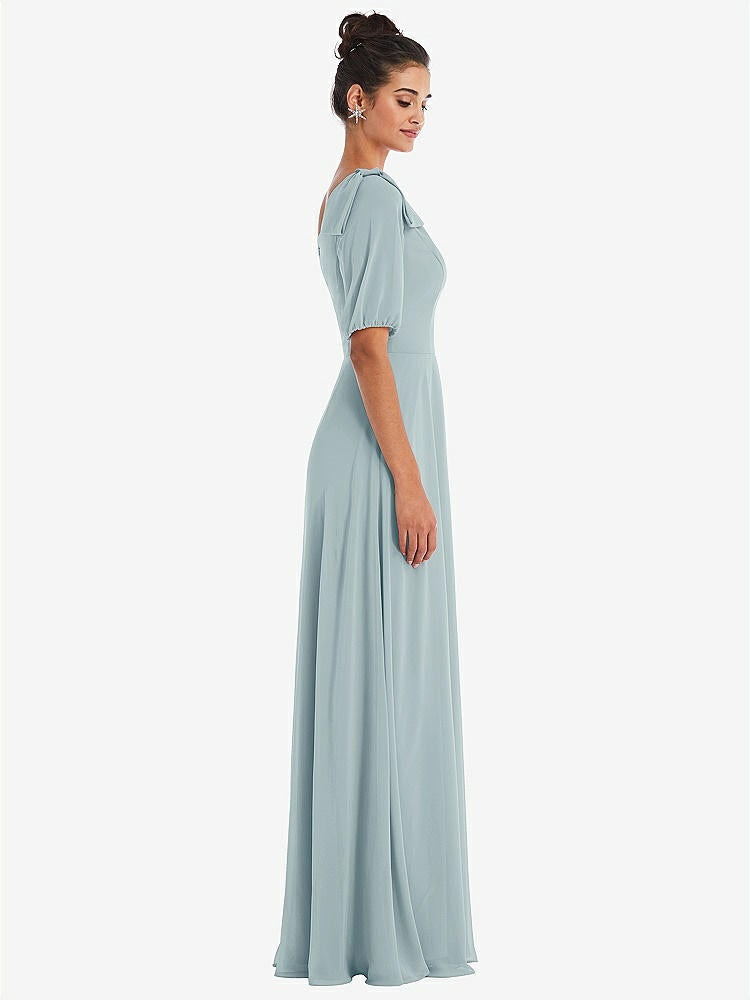 【NEW】【STYLE: TH048】弓 ワンショルダー フラウンス 袖 マキシ ドレス【COLOR: Morning Sky】【SIZE: 00-30W】