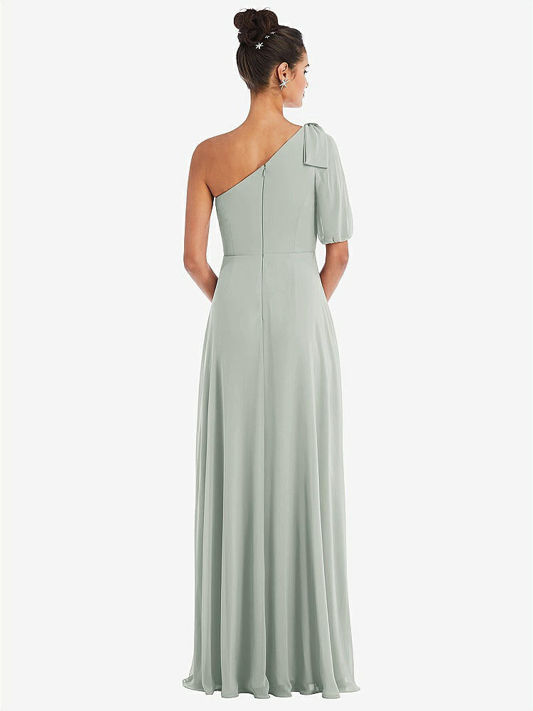 【STYLE: TH048】Bow One-Shoulder Flounce Sleeve Maxi Dress【COLOR: Willow Green】