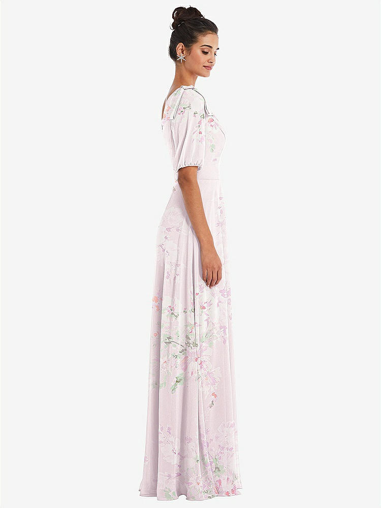 【NEW】【STYLE: TH048】弓 ワンショルダー フラウンス 袖 マキシ ドレス【COLOR: Watercolor Print】【SIZE: 00-30W】
